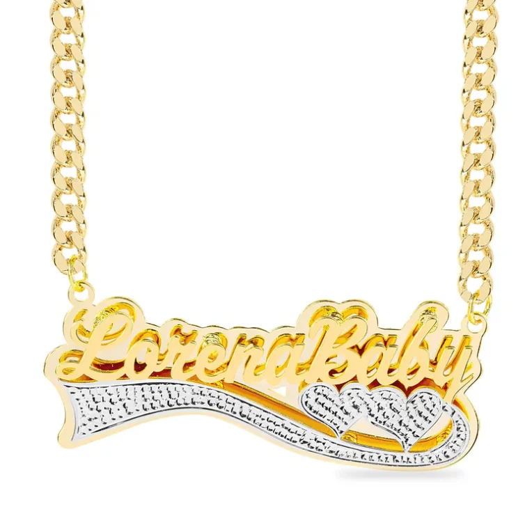 

Personalized Stainless Steel Nameplate Pendant Customized 3D Two-Color Necklace Gifts For Women 18K Gold-Plated Jewelry Eternity