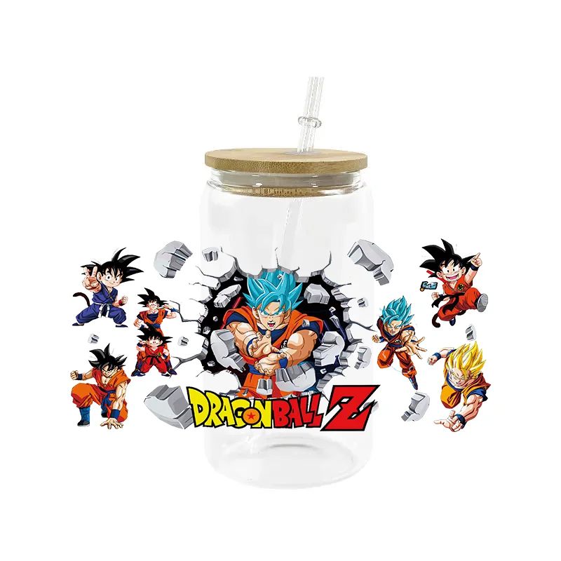 

Miniso Mixed Japan Anime 3D Dragon Ball UV DTF Transfer Sticker Demon Slayer Waterproof Transfers Decals For 16oz Glass Cup