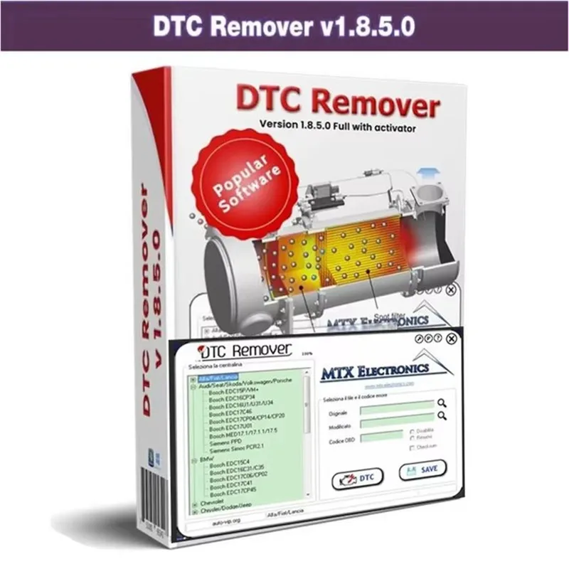 For KESS KTAG FGTECH OBD2 Software MTX DTC Remover 1.8.5.0 With Keygen+9 Extra ECU Tuning SW Software ECU Fault Code Remover