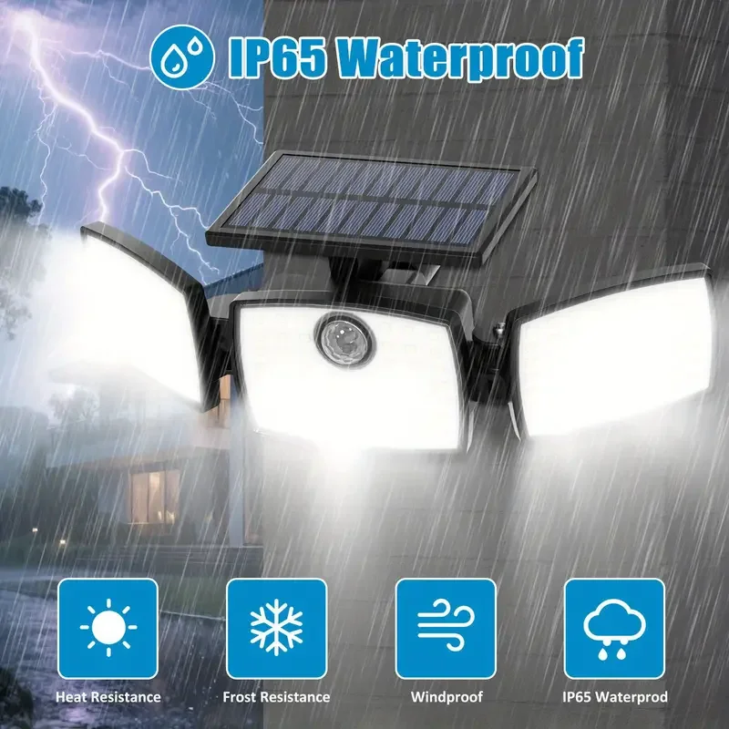 2 قطعة أضواء الشمسية 179 LED تعمل بالطاقة الشمسية الجدار مصباح مع جهاز التحكم عن بعد محس حركة في الهواء الطلق ضوء أمان مقاوم للماء للحديقة