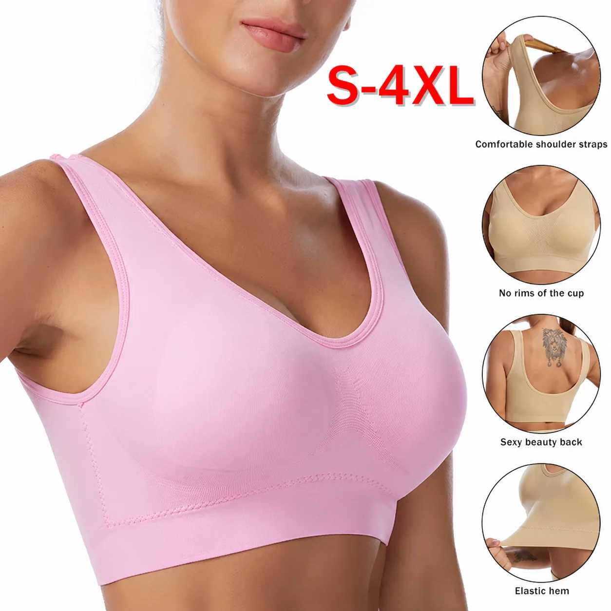Seamless Underwear Women - S-4XL Plus Size Thin Non-underwire Bra