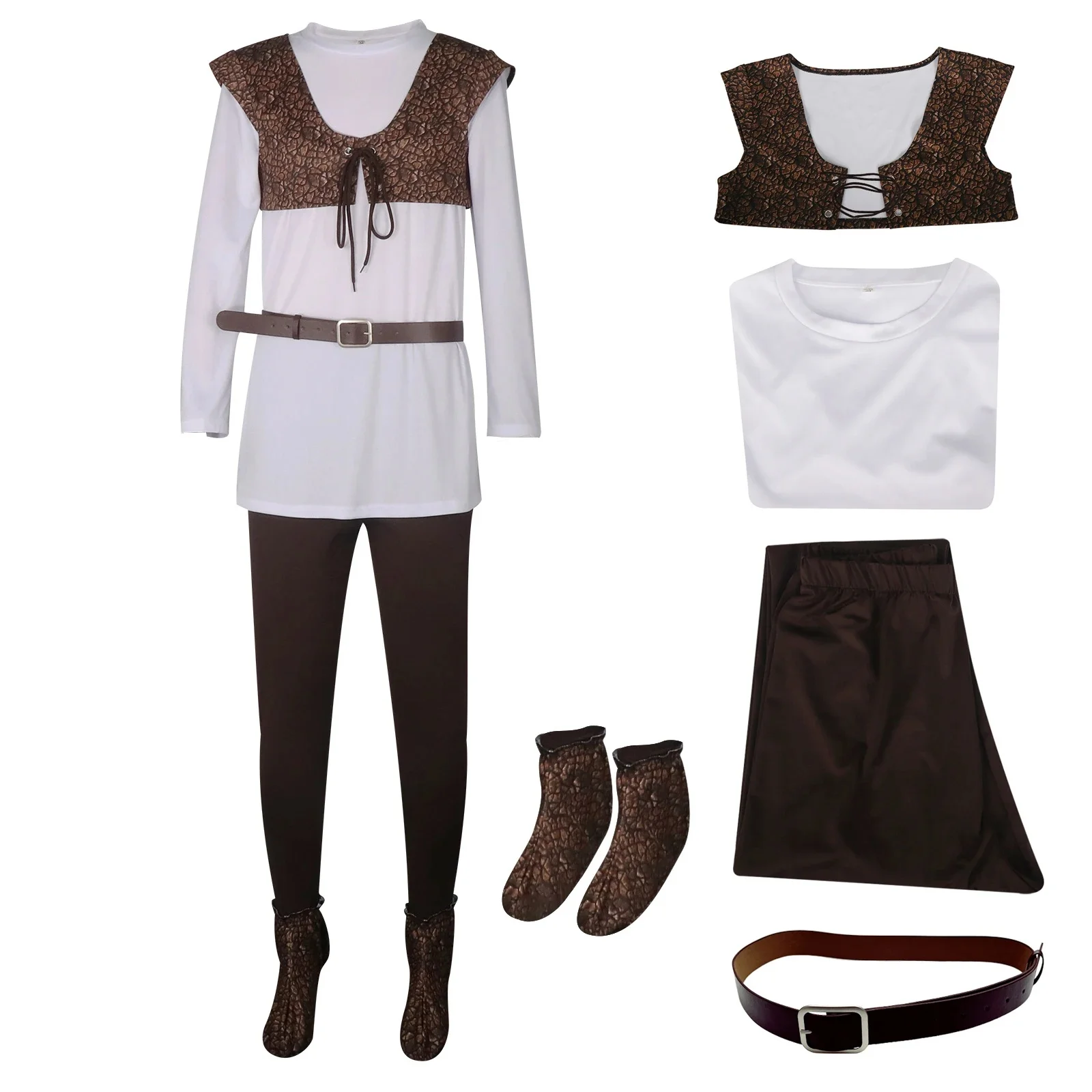 Shrek Cosplay Kostuum Heren Kostuum Shirt Vest Broek Volledige Set Halloween Outfit - afbeelding 2