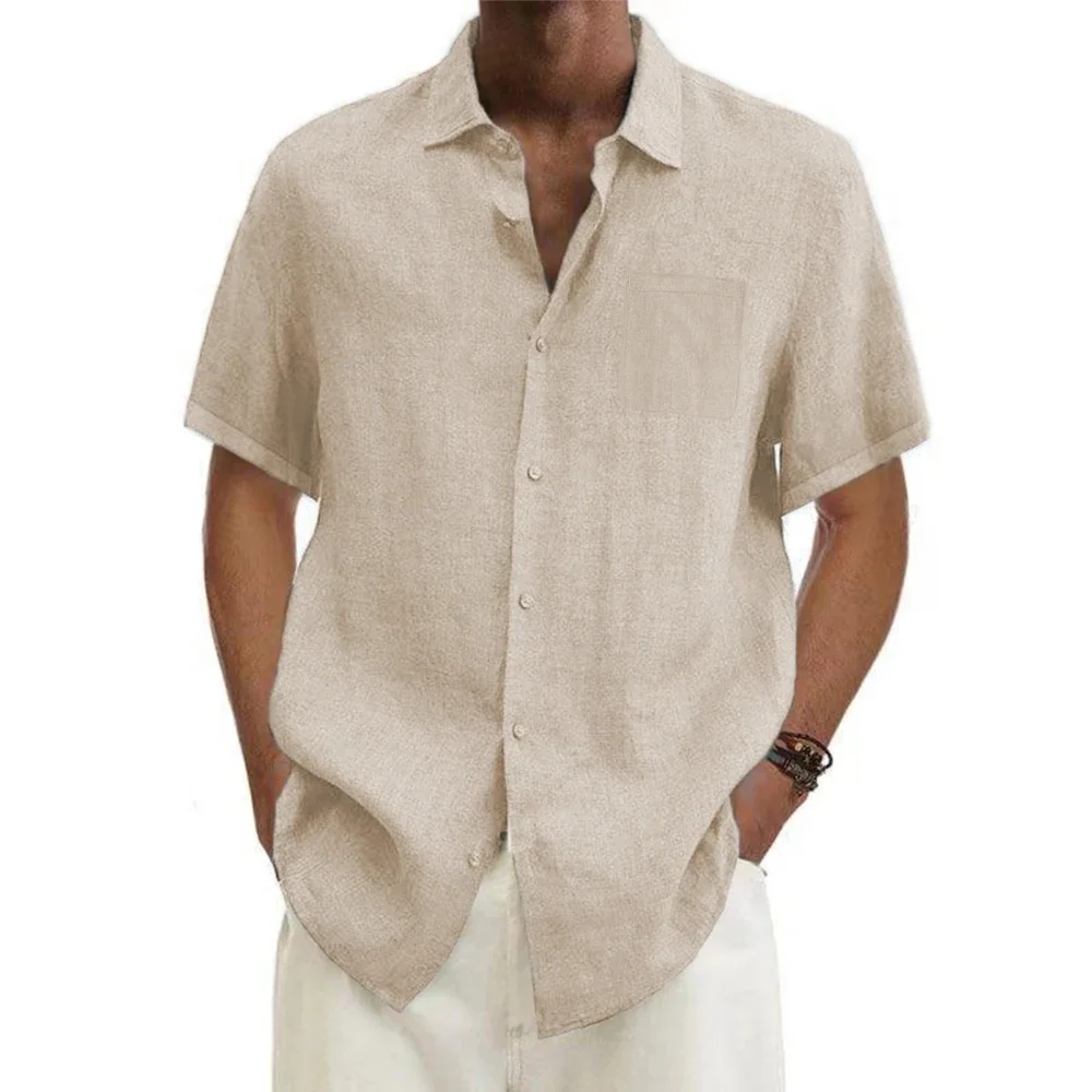Männer Baumwolle Leinen Heißer Verkauf männer Kurzarm Shirts Sommer Einfarbig drehen-unten kragen Casual Strand Stil plus Größe tops