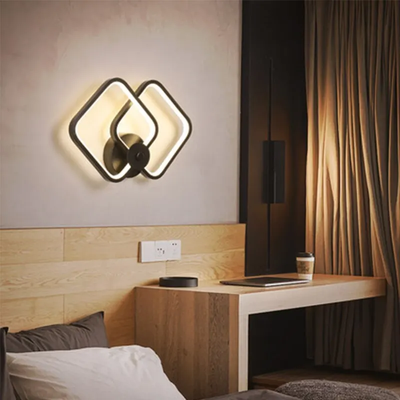 Iron Art Creative Personality Modern Simple Living Room Background LED Wall Bedside Black White Wall Lamp