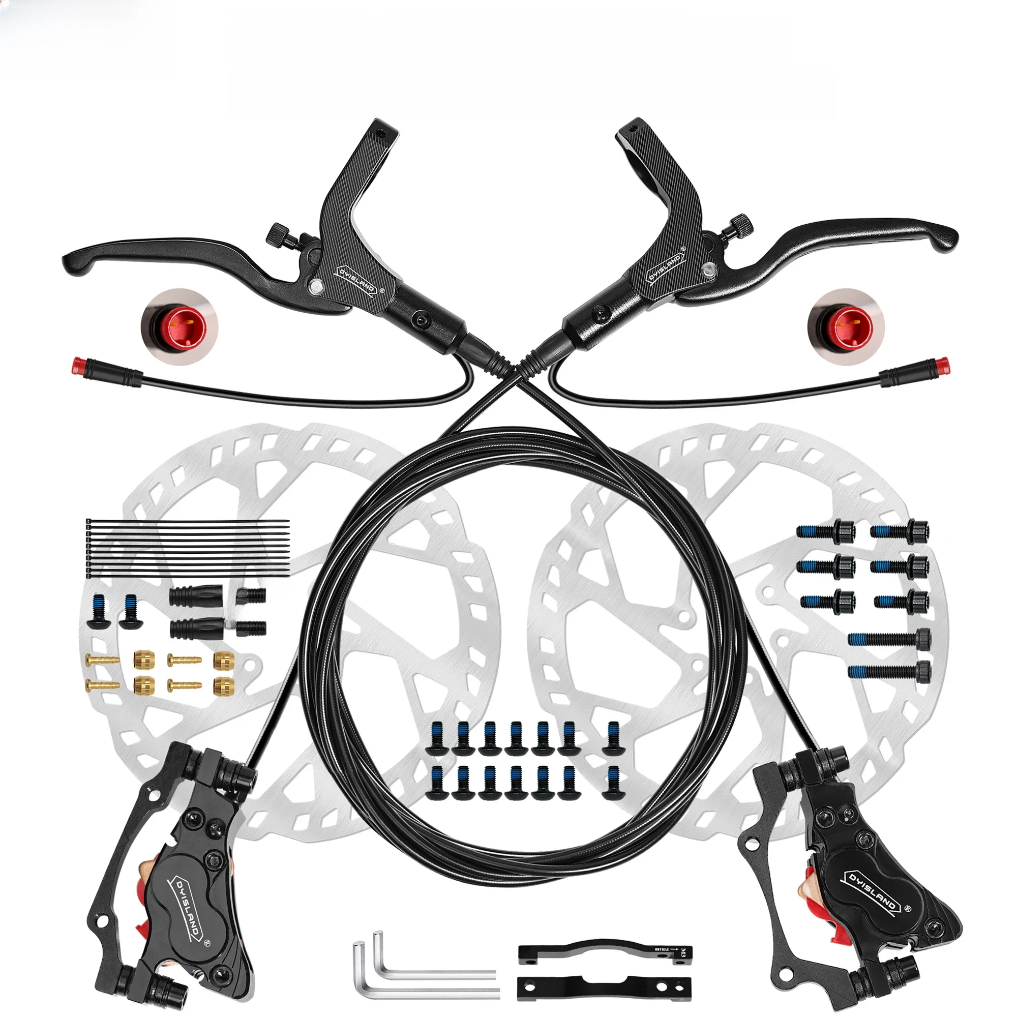 AliExpress DYISLAND LD4X-300 4Pistons E-Bike Hydraulic Disc Brake 2-PIN&3-PIN Power-Off Hydraulic Disc Brake