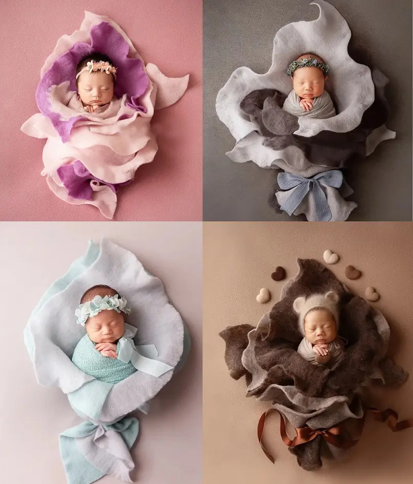 Baby Photography puntelli involucri di lana coperta in posa di regali di fiori forma accessori per Fotografia puntelli per foto da Studio per tiro neonato