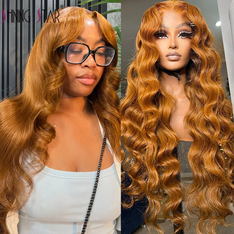 Colored Ginger Blonde #30 Lace Front Wigs Human Hair Body Wave 13X6 13X4 Hd Lace Frontal Wig Curly Wave Brazilian Lace Front Wig