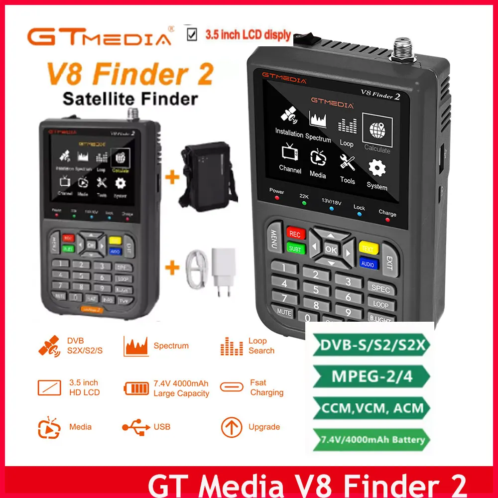 

[Original] GTMEDIA V8 Finder 2 Satellite Signal Finder DVB-S/S2/S2X Digital 1080P HD H264 VS ST-5150 V8 FINDER PRO WS6933 WS6980