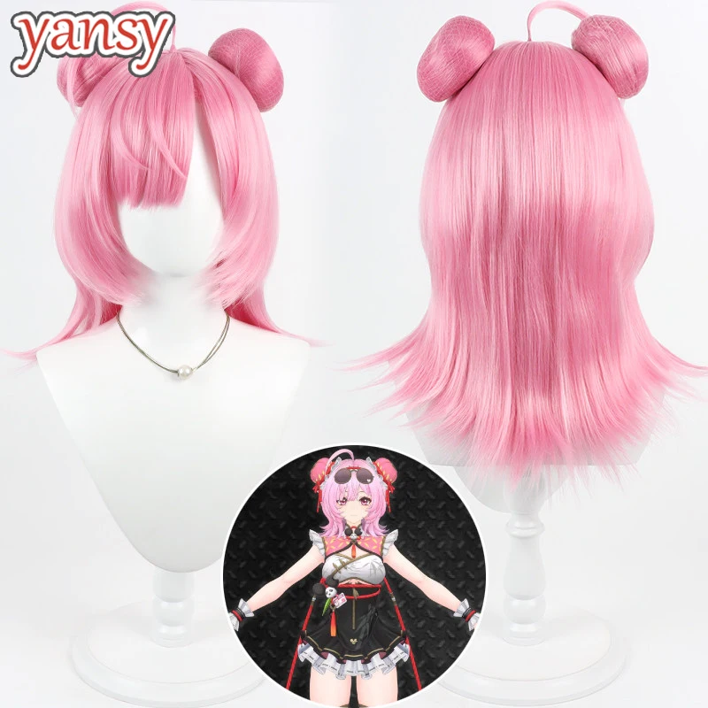 yansywig-synthetic-hair-chiz-cosplay-wigs-with-buns-game-neverness-to-everness-chiz-40cm-long-straight-pink-wig-heat-resistant