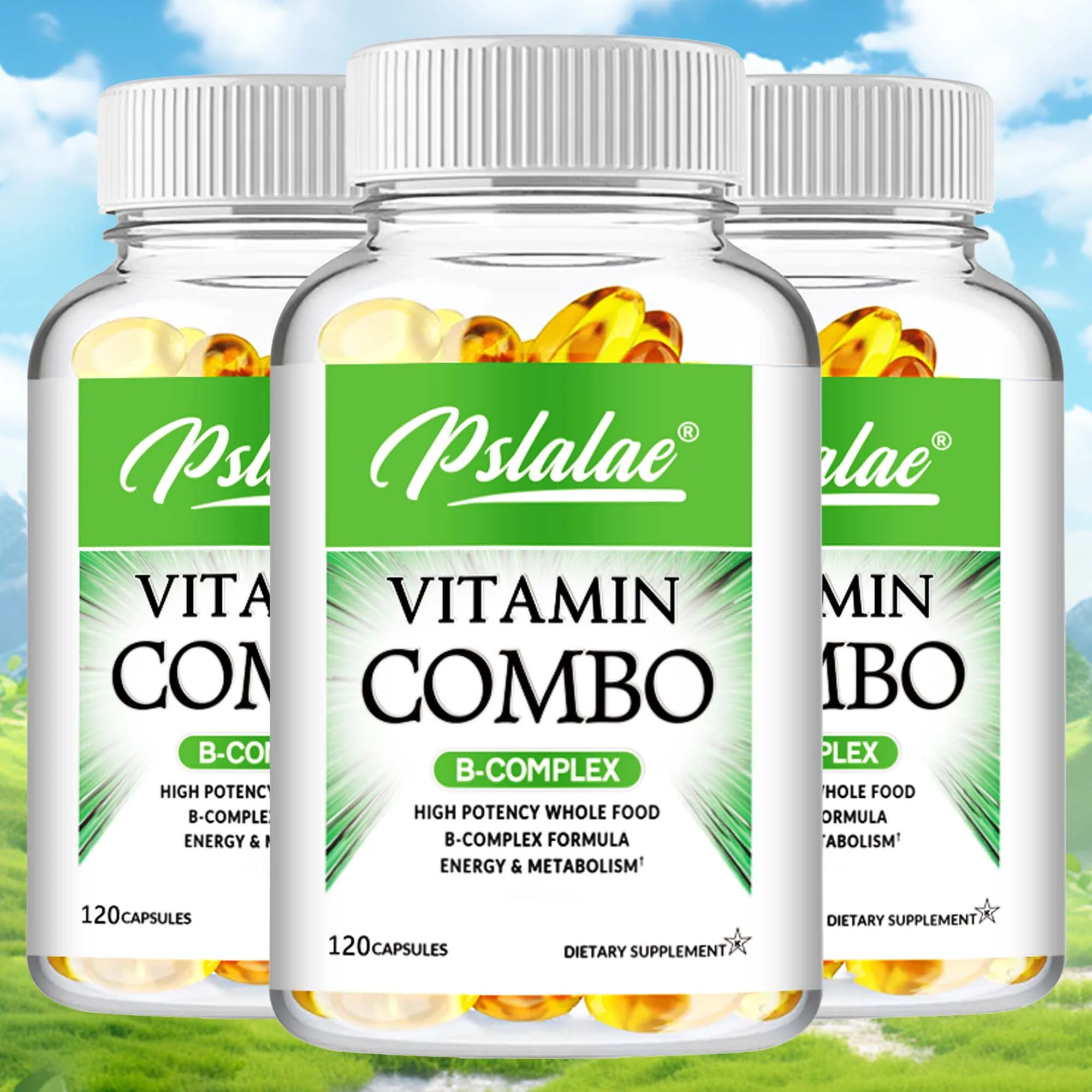 

B Vitamin Supplement Capsules 120 Count Healthy Energy Metabolism Boost Immunity Nervous System Support Beauty Health Care