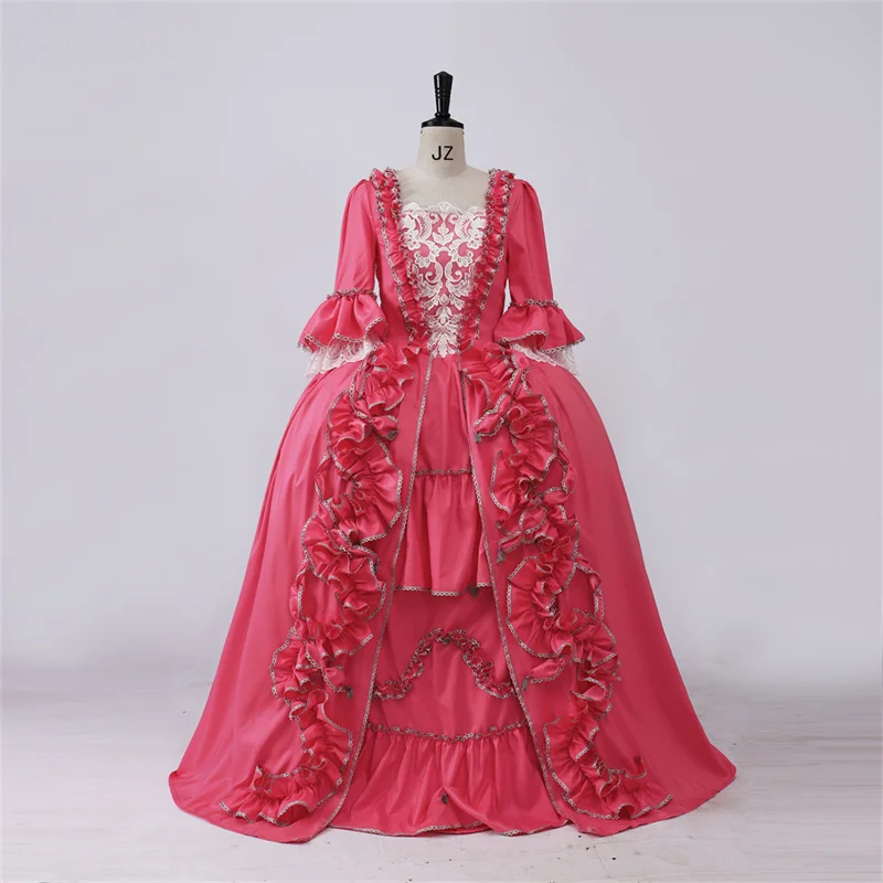 Mittelalterlichen frauen Rokoko Marie Antoinette Kleid Kleid 1700s Royal Gericht Belle Marie Antoinette Robe la francaise Sack Zurück kleid