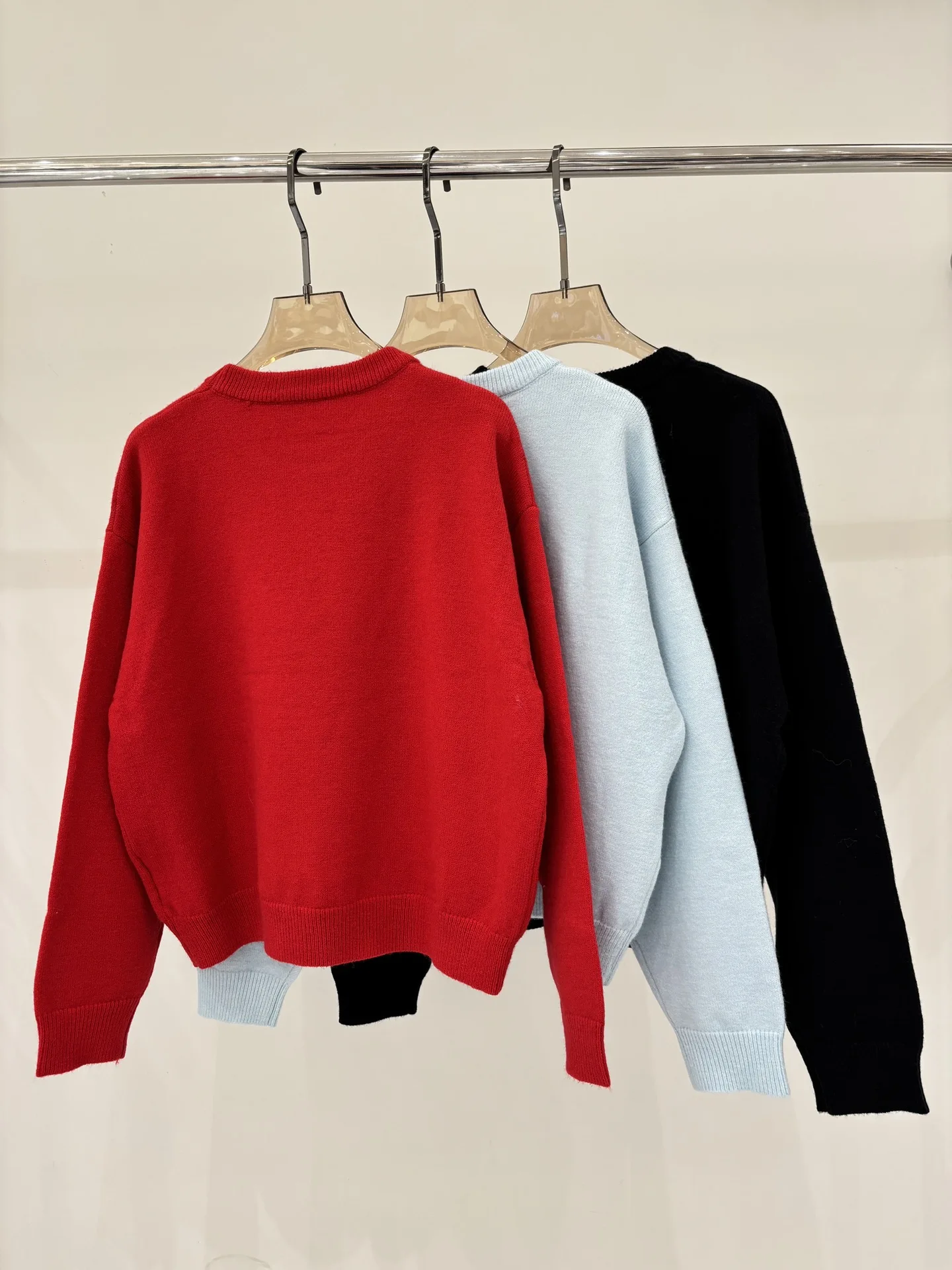 

25 Women's Fashionable New Round Neck Knitted Embroidered Striped Solid Color Hooded Sweater