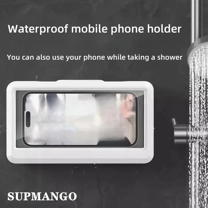 Waterproof bracket for bathroom mobile phone  sealed storage box for bathroom shower  showerhead drama tracking device