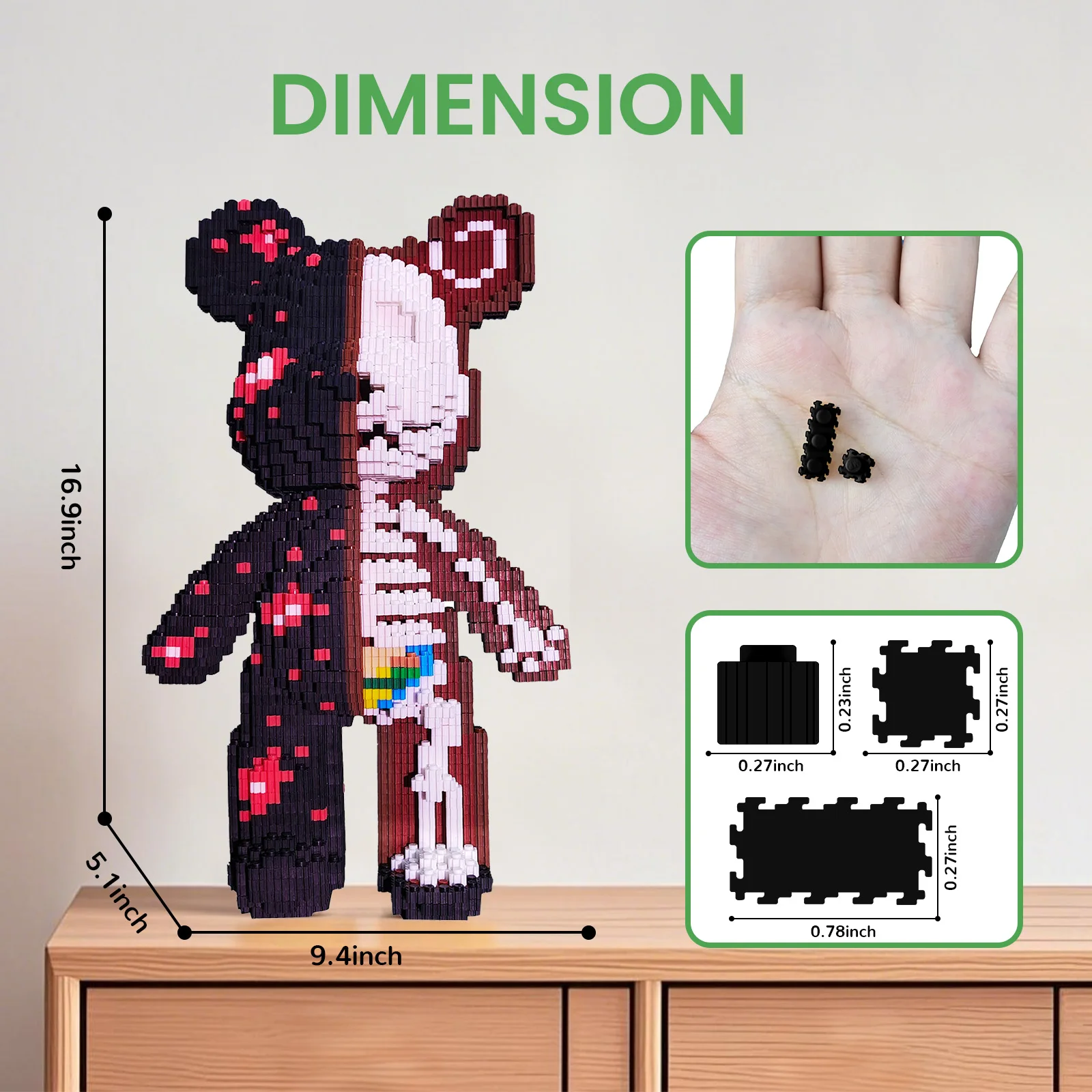 Boom Boom Bear – إصدار كبير (متوسط) - 5800 قطعة من لعبة الطوب المعيارية DIY، هدية مثالية للمراهقين والبالغين