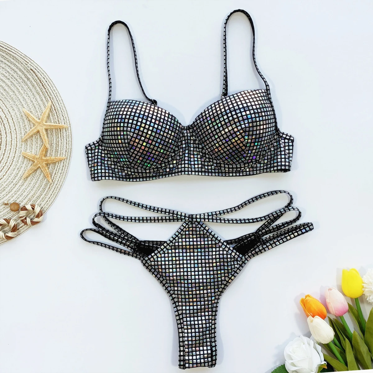 Sexy Shiny Disco Ball Bikini Eco-Friendly Packing