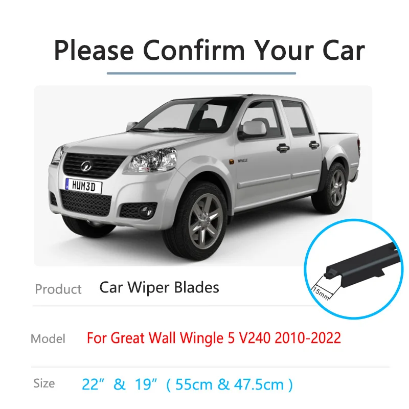 For Great Wall Wingle 5 V240 2010~2022 Accessories Auto Front Windshield Windows Wiper Blades Frameless Rubber Arm Replacement