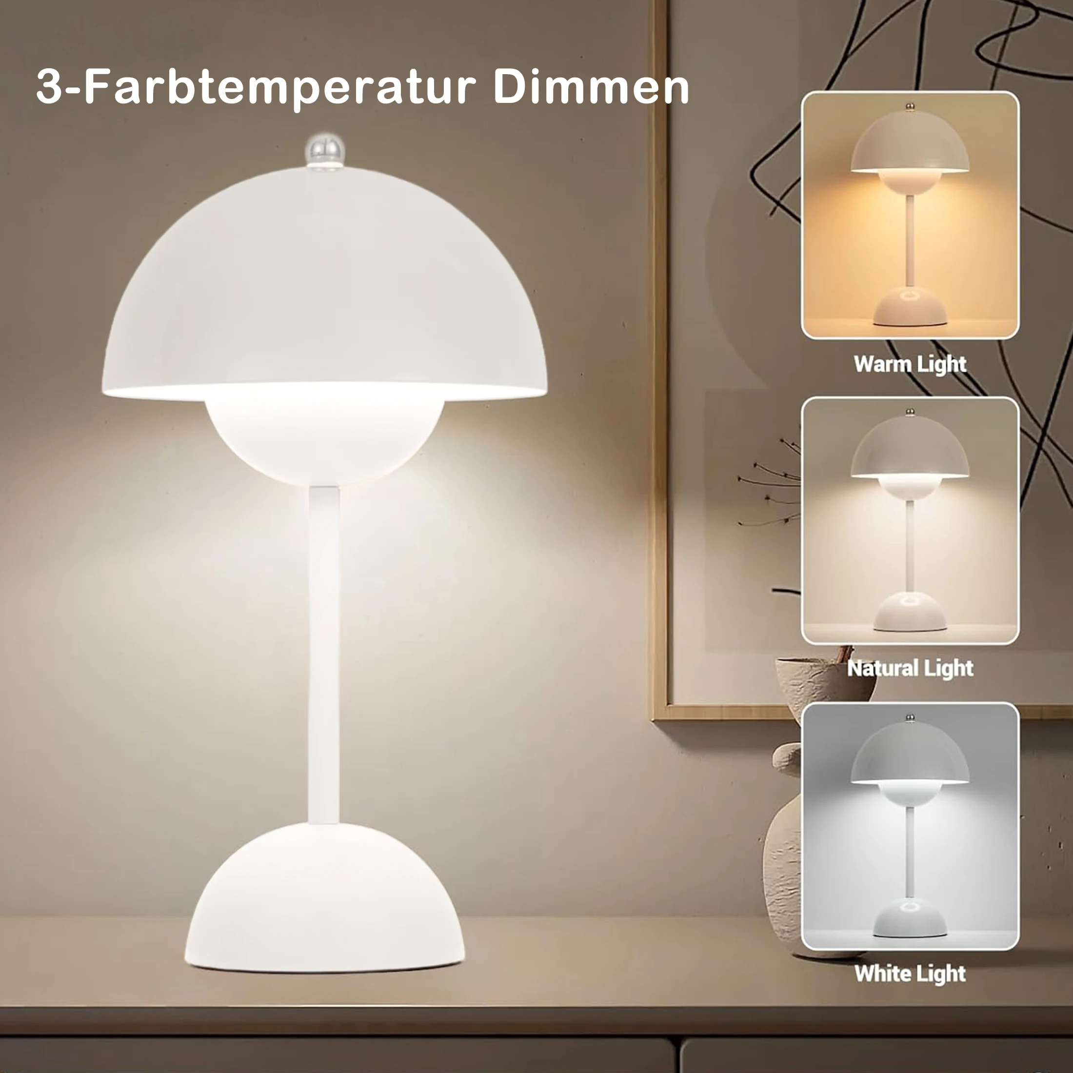 Lampada da comodino con design a forma di fungo, lampada da tavolo con paralume, attacco E27, lampada da tavolo a LED con intensità regolabile, lampada da lettura per camera da letto, soggiorno e