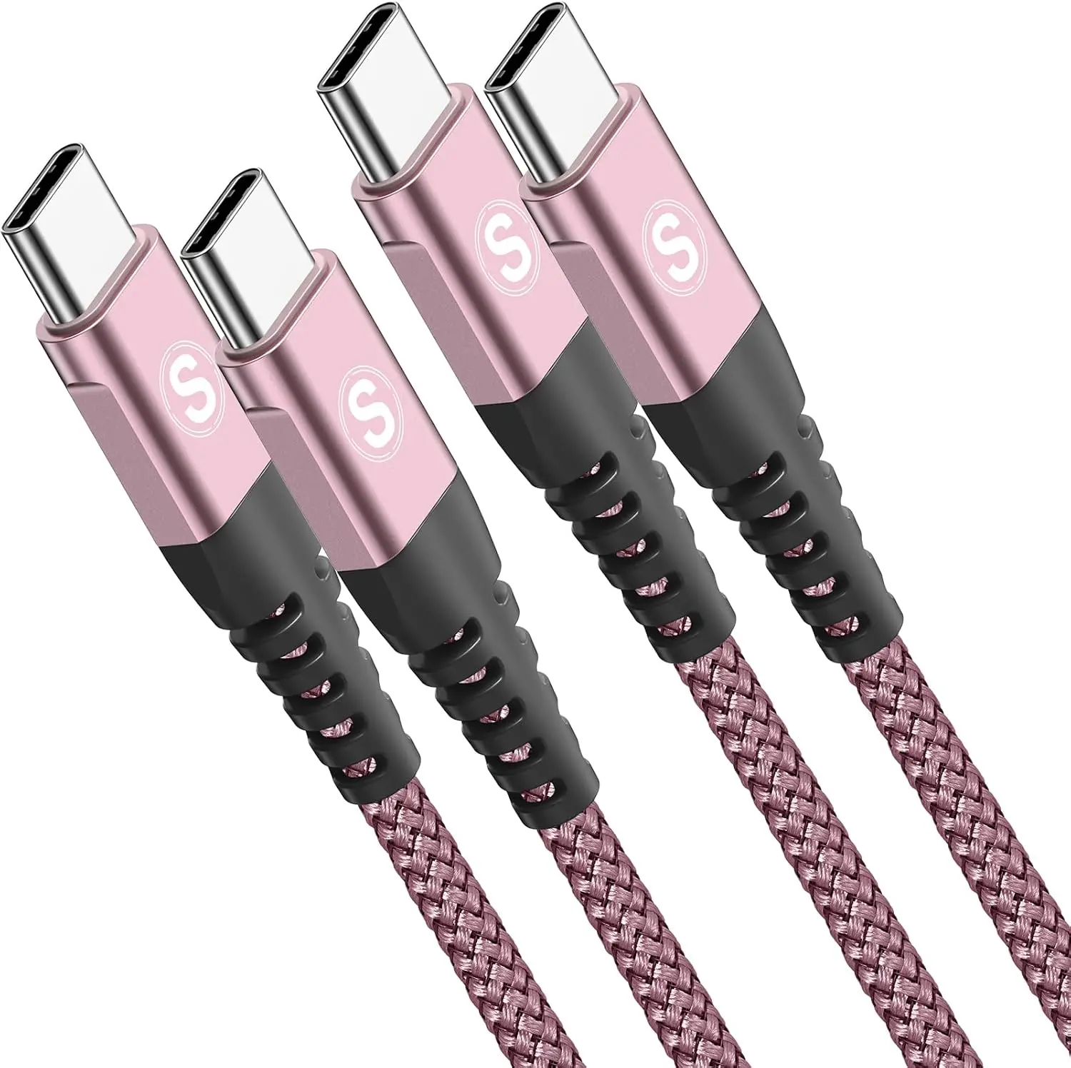 Cable USB C a USB C de 60W, [paquete de 2, 1m] Cable de carga rápida USB-C QC y 3.1A, Cable de carga USB Tipo-C con aleación y nailon, compatible con iPhone 17 16 Pro Max Samsung S25 24 Huawei Xiaomi
