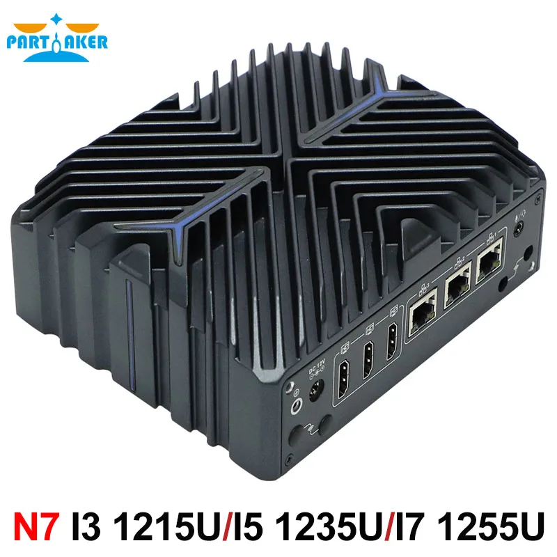 12th Gen Industrial Mini PC Core i3 1215U i5 1235U i7 1255U 3*Intel i225-V 2.5G Lan 3 x HD-MI 4K Display DDR5 NVME Mini Computer