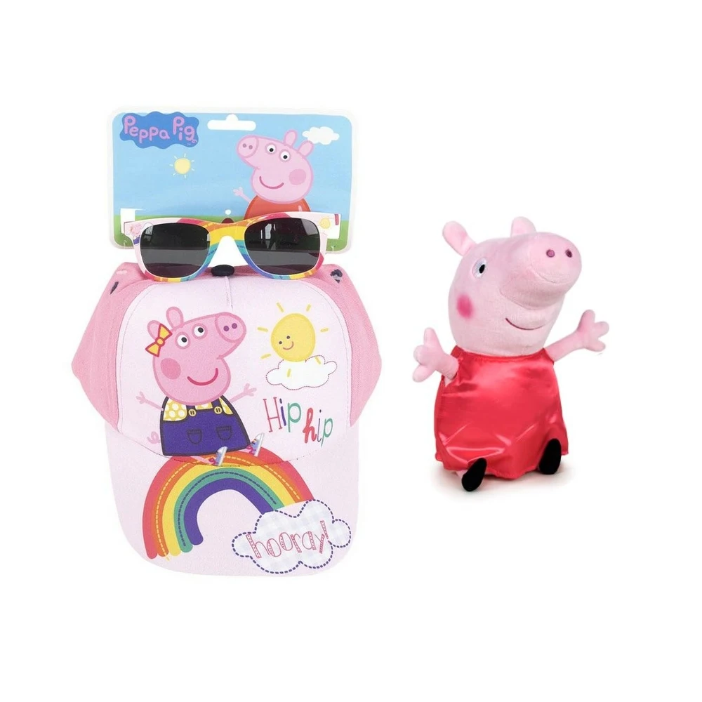 PEPPA PIG cap + glasses + Plush Toy 20CM gift SET