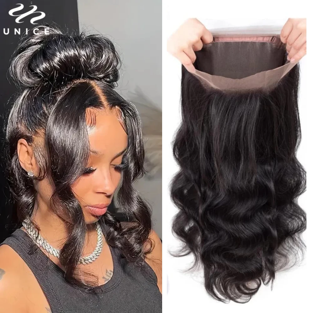 Unice Hair 360 Lace Frontal Wig Natural Color Body Wave Human Hair Lace Front Wig Can Do Free Part Updo Ponytails