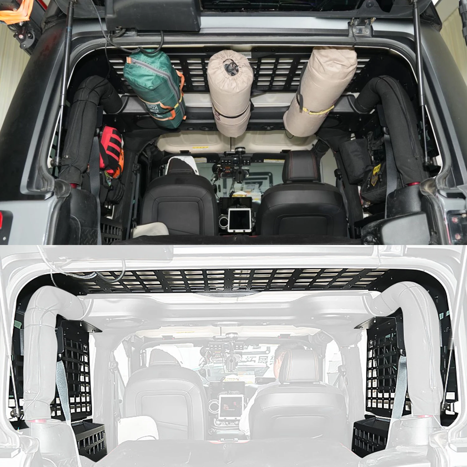 For Jeep Wrangler JK 2007-2017 2 Doors Hardtop Side Window Bracket Modification Storage Panel Rear Trunk Molle panel