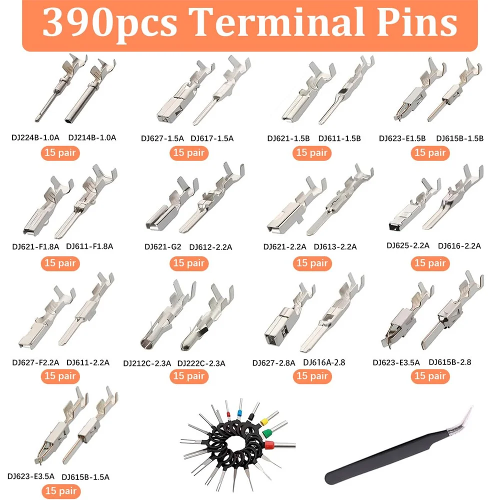 700-teiliges 26-Typen-Set für elektrische Kfz-Kabelanschlüsse, 1/1,5/1,8/2,2/2,8/3,5 mm Steckverbinder, Klemmen, Abnehmbare Stecker und Buchsen, Crimp-Pins – Detail 2