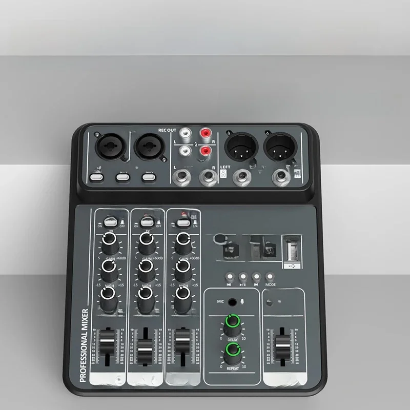 Mélangeur Audio 4 canaux 48V alimentation fantôme USB mélangeurs de son de Studio Bluetooth DJ Console mélange pour Karaok