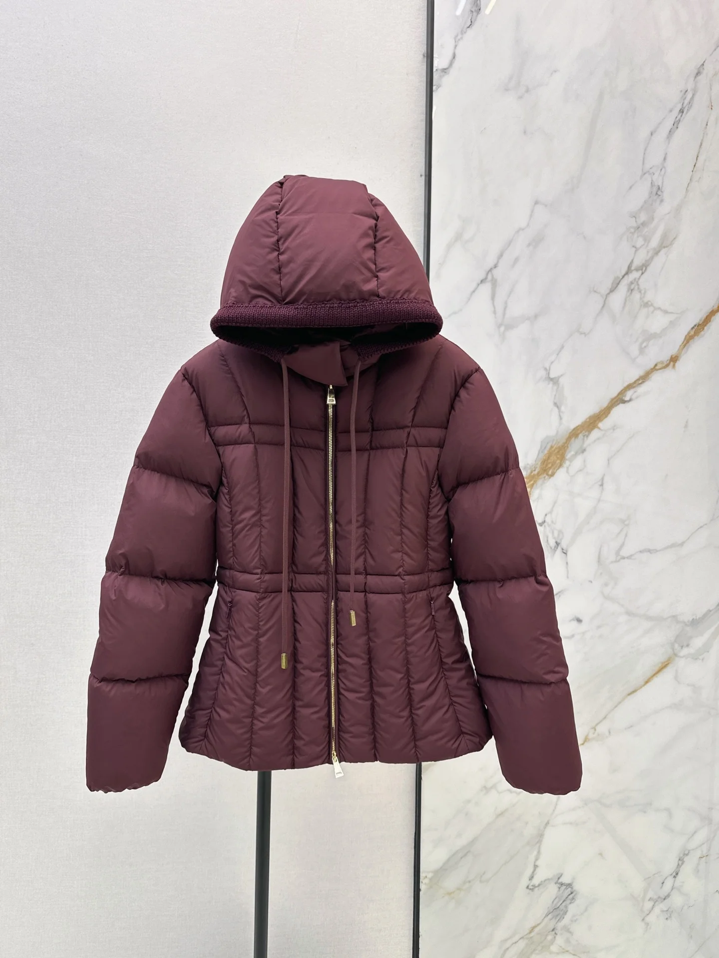 2026 Women Winter Slim‑Fit Knit Trim Hooded Puffer Jacket ZX5721
