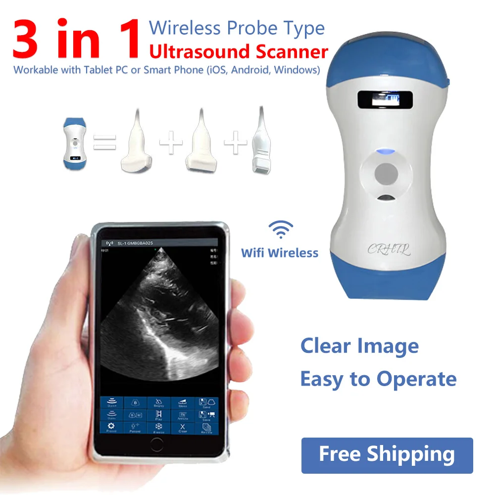 

3 in 1 Wireless Probe Type Ultrasound Scanner Portable Machine Wifi Ultrasound Scanner Machine Support IOS Android Windows