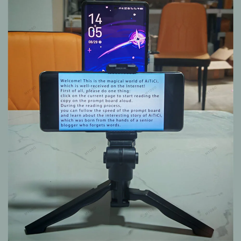 Teleprompter Clip for Phone Live Broadcast Desktop Handheld Inscription Stand Video Subtitle Speech Read Tripod Accessories