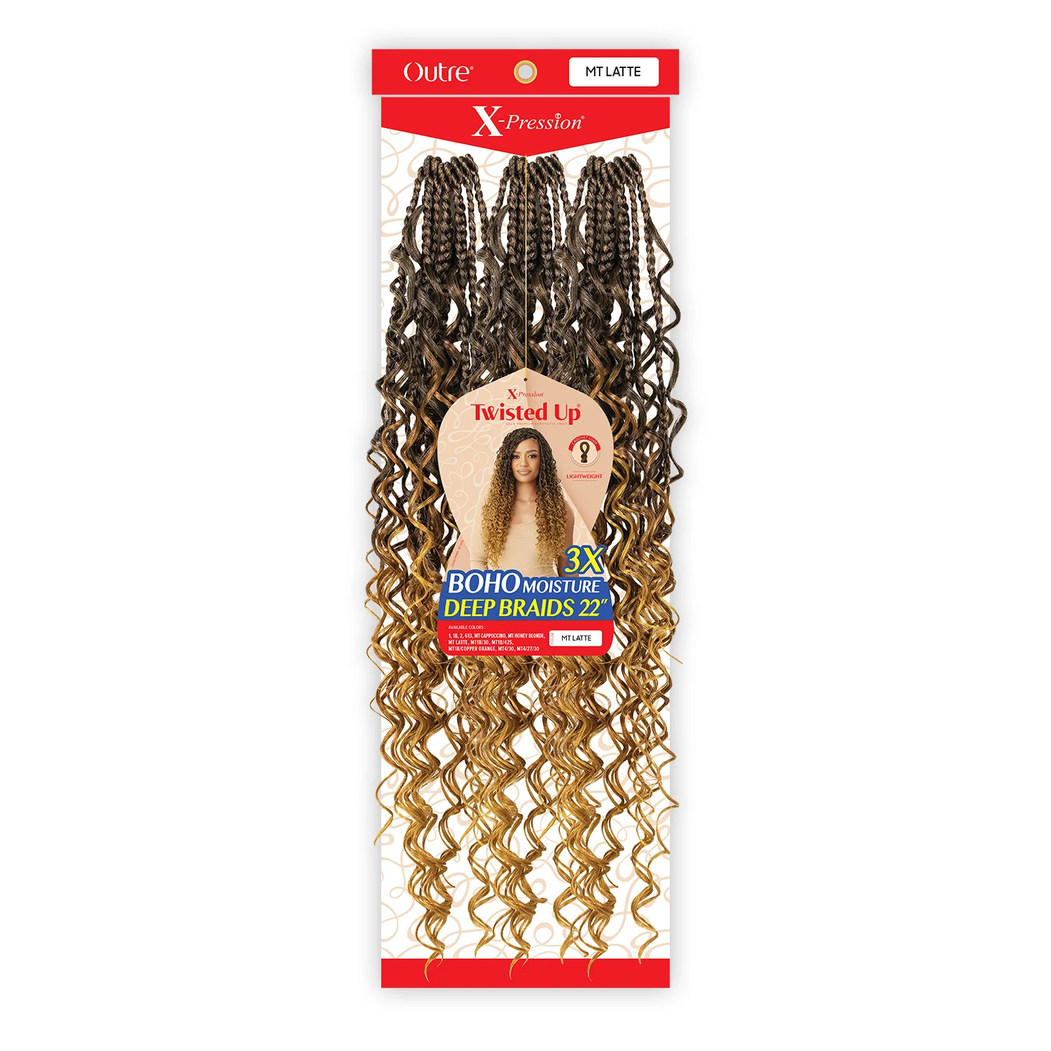 ضفائر كروشيه صناعية من Outre ضفيرة X ملتوية 3X بوهو رطوبة عميقة 22 بوصة #1