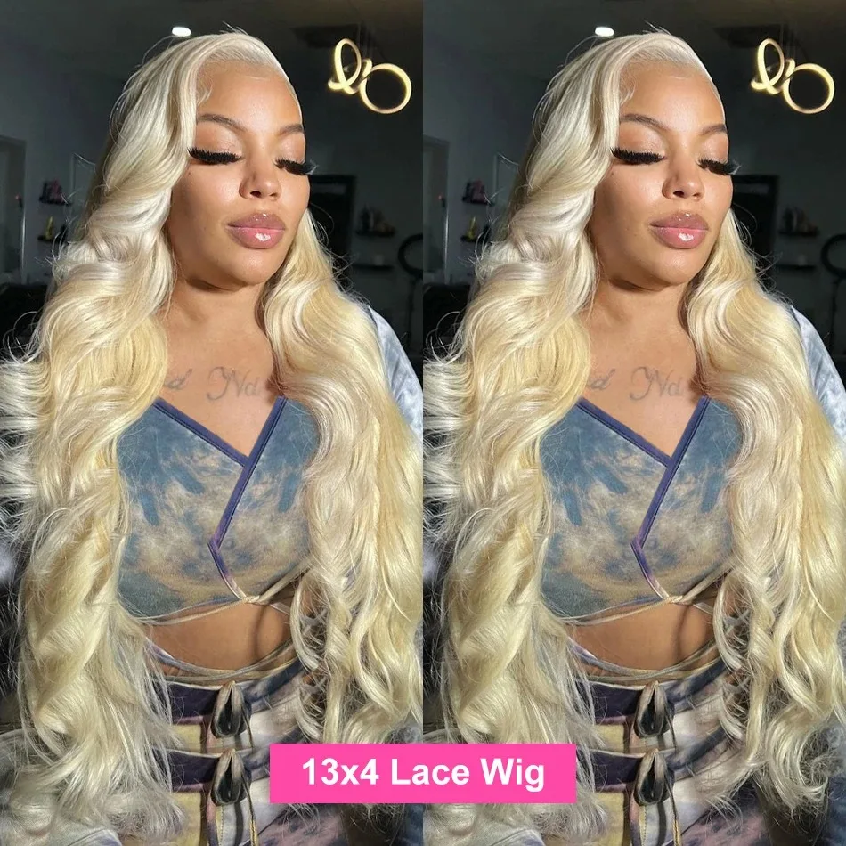 13x4 Body Wave HD 40 Inch 613 Honey Blonde Lace Frontal Human Hair Wig 200 Density Brazilian Color Lace Front Wig For Women