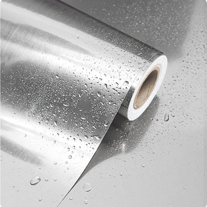 PVC With Brushed Silver Metallic Finish Suitable For Refurbishing And Decorating Cabinets Refrigerators And Countertops.