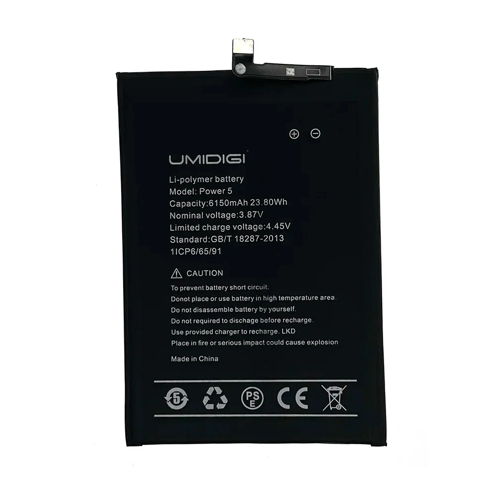 100% Genuine Original 6150mAh UMIDIGI Power 5 Battery For UMI Umidigi Power 5 Bison X10 Bison X10 Pro Replacement Batteries