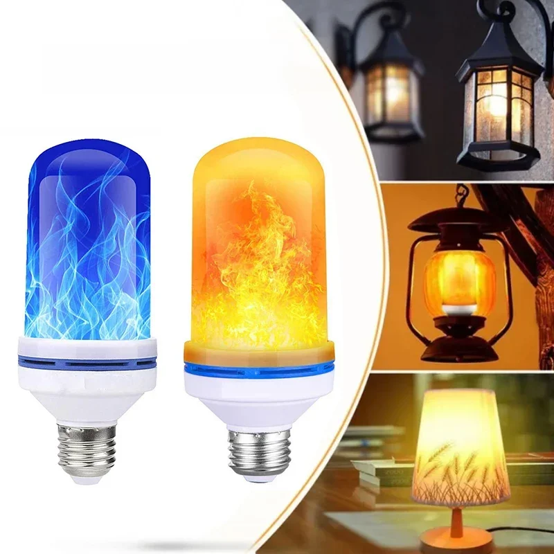 E27 E14 LED ampoule de maïs effet de flamme dynamique ampoule de feu émulation scintillante créative LED cour couloir lampe lumière