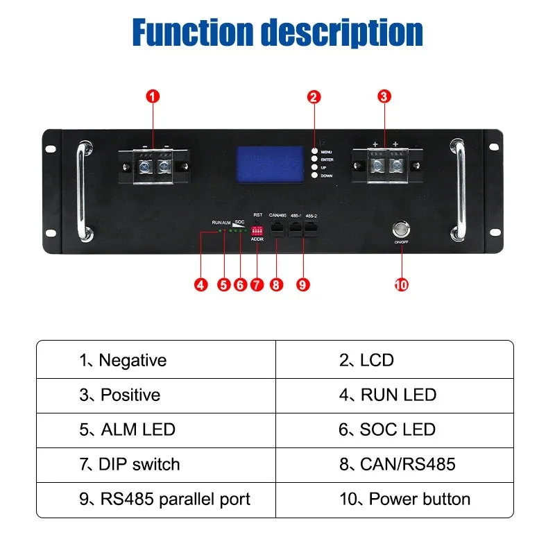 Batteria LiFePO4 48V 100Ah 51.2V 5KWH 6000 + ciclo Max 15 parallelo BMS 100A 16S batteria Inverter Monitor PC con CAN RS485