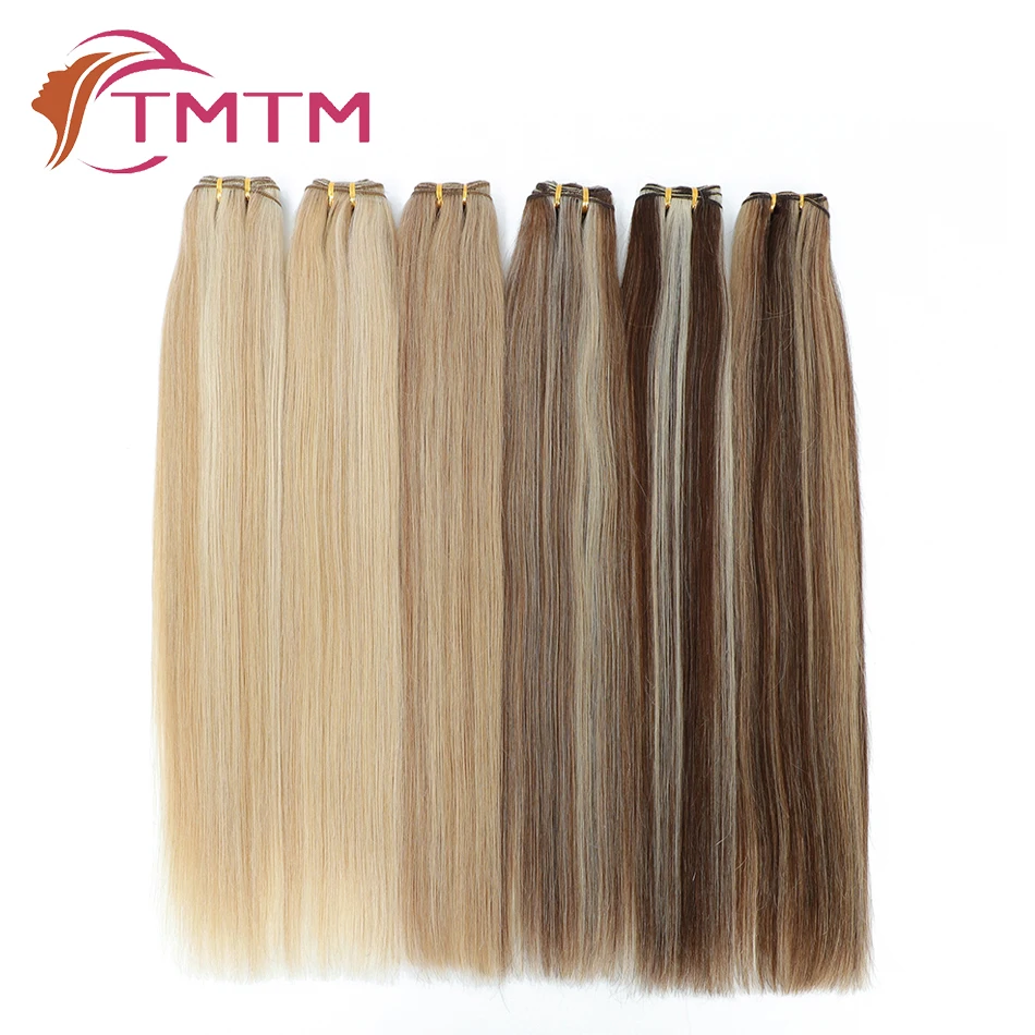 Mechones de cabello humano liso brasileño Remy, extensiones de trama cosida, Balayage recto, cabello negro Natural, 50G, 100G