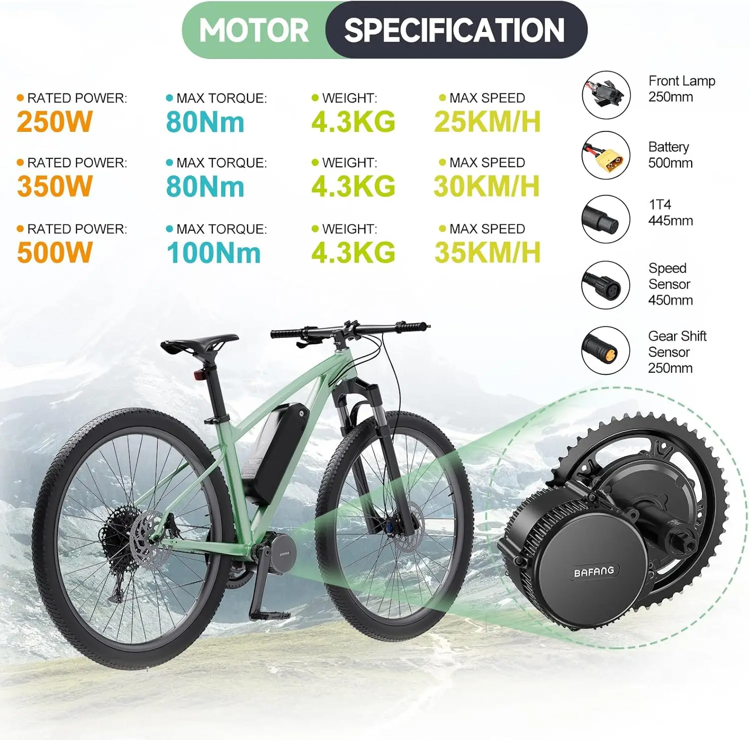 BAFANG 36V 250W 360W 500W Mittelmotor-Kit BBS01B 8Fun M315 BBS01 Mittelantriebsmotor Elektrofahrrad-Umbausatz E-Bike-Motor 36V Batterie – Detail 6