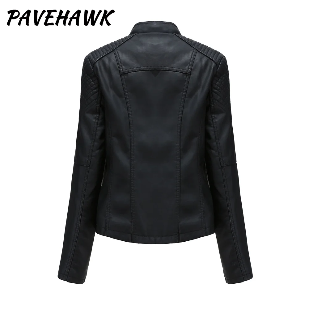 Women Pu Leather Jackets Autumn Winter Lapel Zip-up Black Motorcycle Punk Jacket Slim Fit Long Sleeve Streetwear Casual Coats