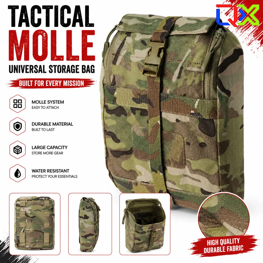 QX Tactical MOLLE GP Pouch Airsoft Hunting Utility General Bag Outdoor Multifunctional Large Capacity Paintball Bag