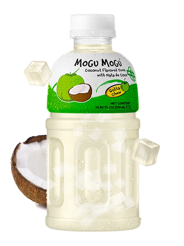Mogu Mogu - 12 bebidas 320 ml com cobertura de gelatina para sabores de mastigar sem parar: Manga, Malon, abacaxi, groselha preta, melancia, coco, morango, piña colada, lichia