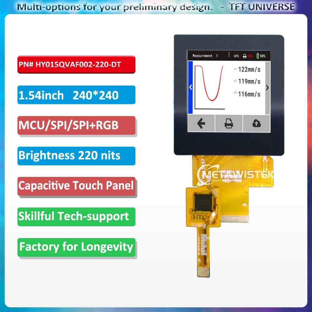 1.5inch PACP cpacitive touch display 240*240 square screen with IPS MCU/RGB/SPI interfce TFT LCD MODULE ST7789V controller