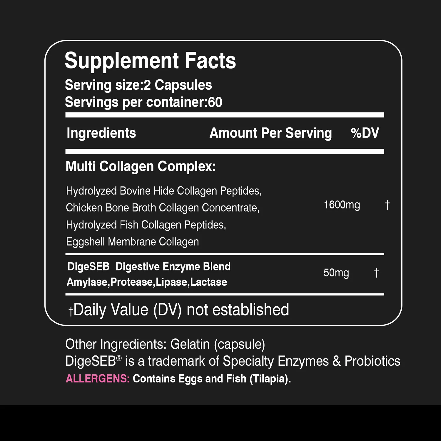 Collagen Complex - Brighten Skin Tone and Help Joint & Cardiovascular, Skin, Hair, Nails & Digestive Health - 120 Capsules