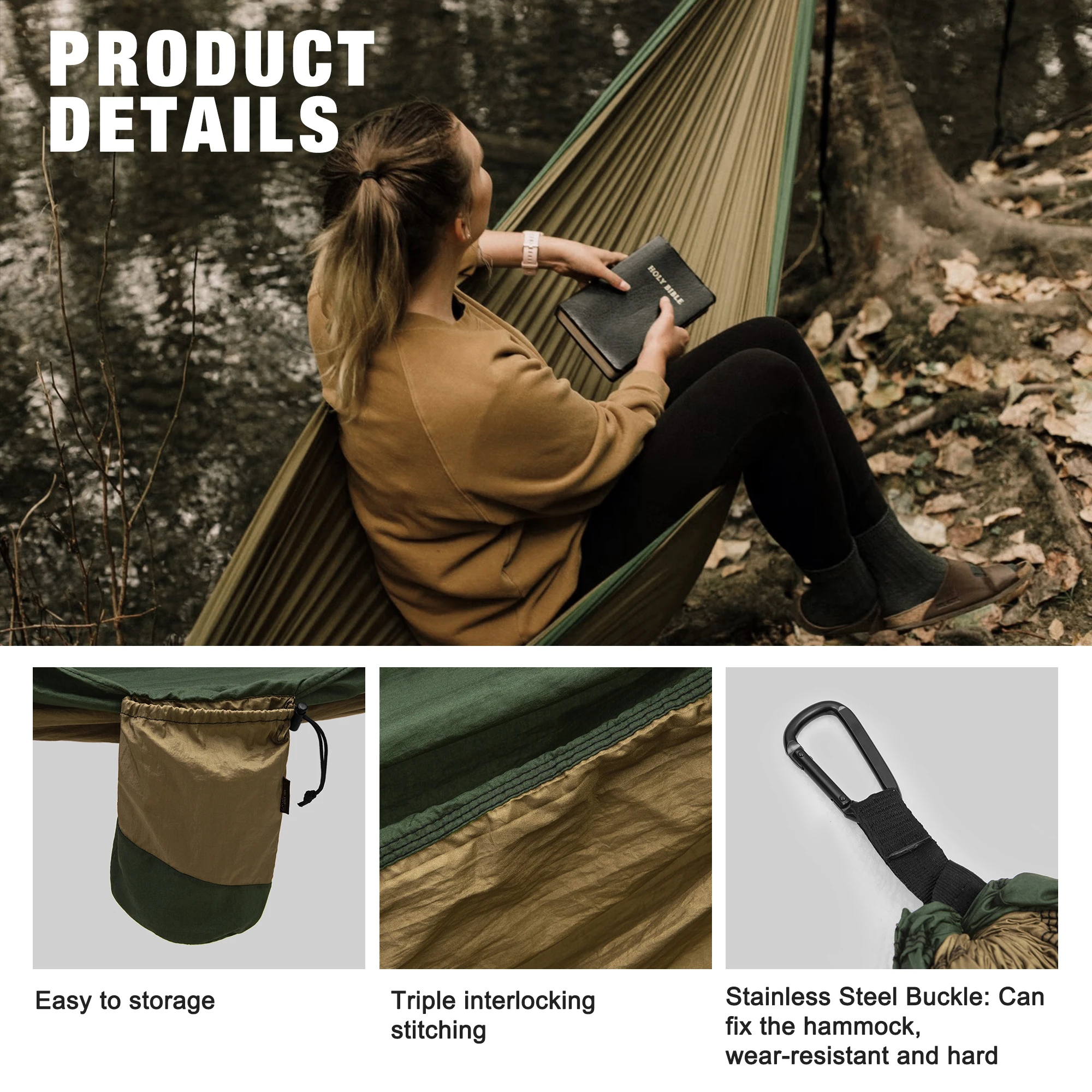 MARDINGTOP Camping Hammock, Portable Tree Hammock with 2 Tree Straps for Outdoor Travel, Backpacking, Beach, Patio, Hiking