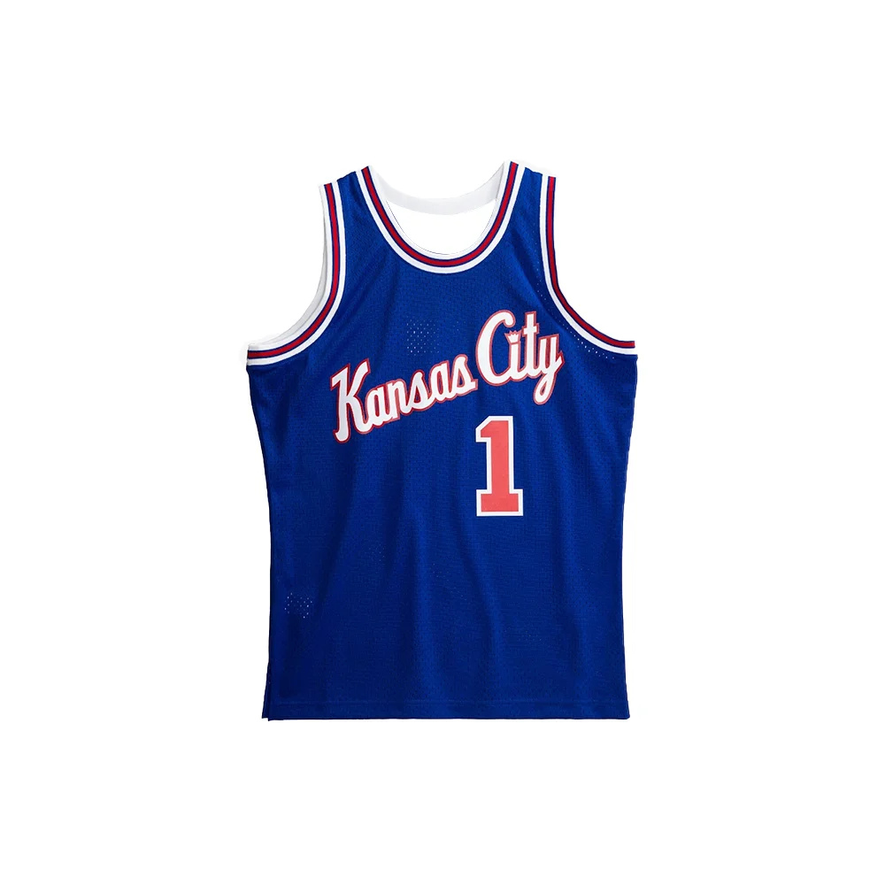 American Men's Basketball Jersey Retro Classic Jersey 1975/76 Version Royal Kansas City Kings No. 1 Nate Archibald Blue