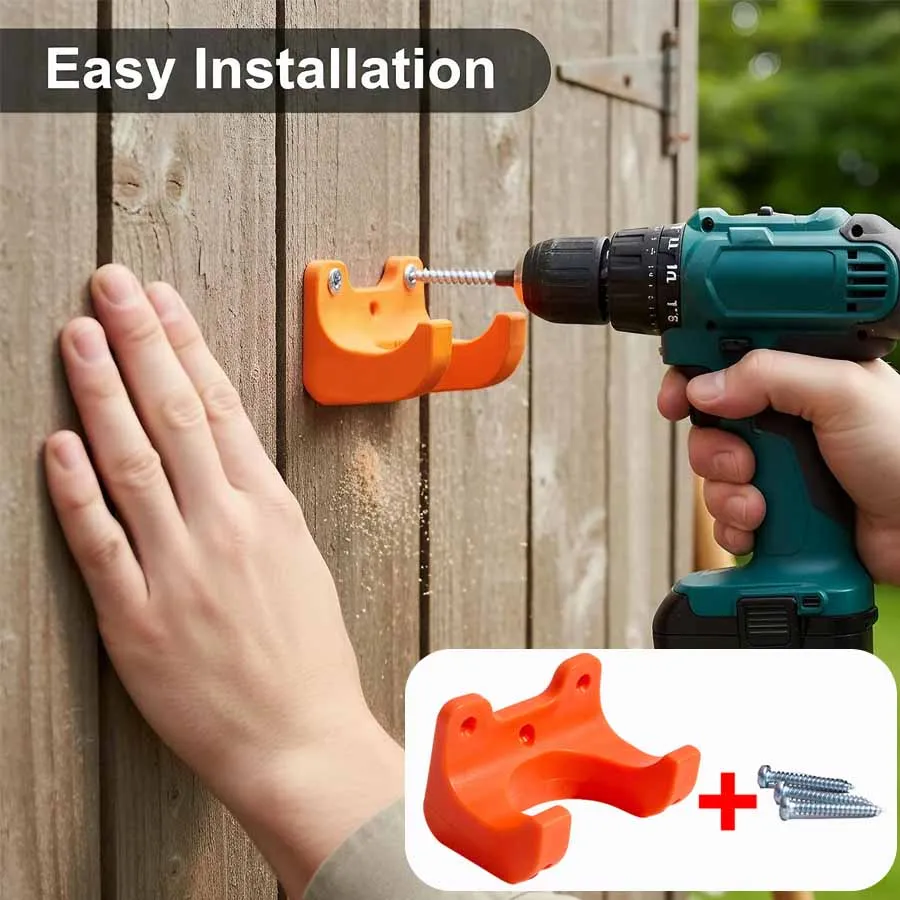 5/1 Sets Garden Tool Hanger Rack, Wall Mount Storage Holder with 3 Screws, 35mm Bore Fit Broom Shovel Rake Hoe Long Handle Tools