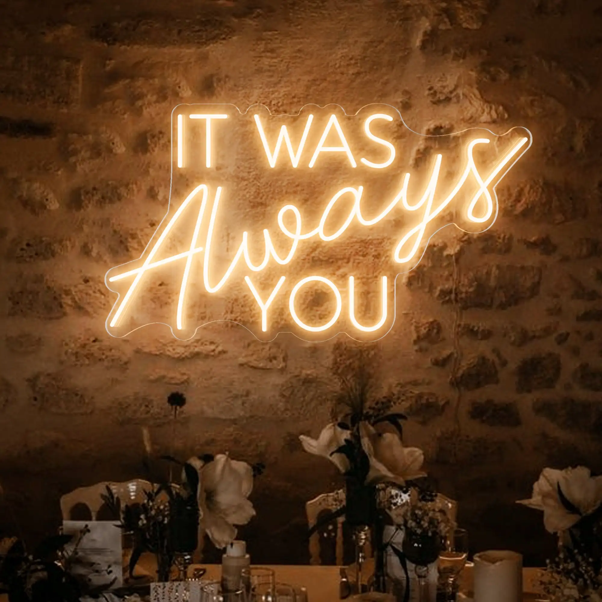 

It Was Always You Neon Signs White Led Dimmable Neon Light for Wedding Party Anniversary Living Room Wall Decor Neon Sign