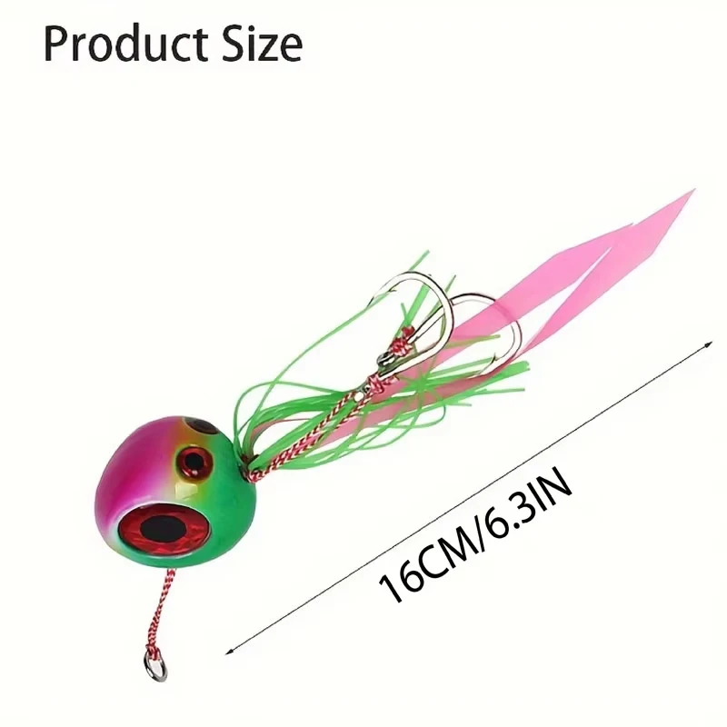 1 قطعة طعم تهزهز للمياه المالحة 60 جرام 80 جرام رأس غرق الرصاص مع تنورة مطاطية-طعم القفز المعدني الثقيل لصيد الأسماك في بحر المحيط #2
