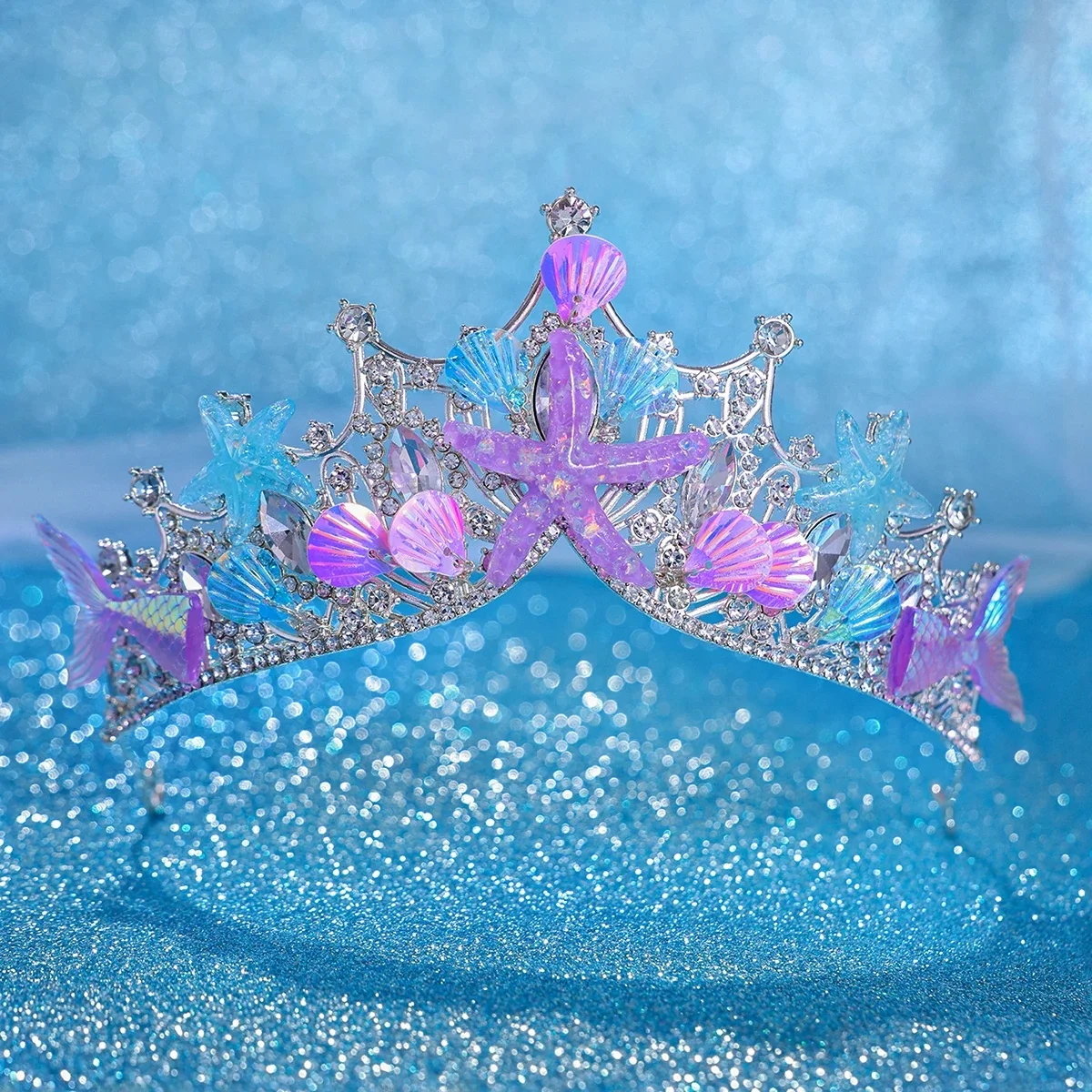Kolorowe muszle Party Crown Headband Mermaid Tail Hat Photo Props for Girl Birthday Party Mermaid Hair Accessories — zdjęcie 2